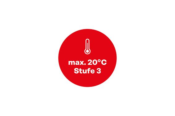 Aufkleber „max. 20 °C – Stufe 3“ 4000x2667
